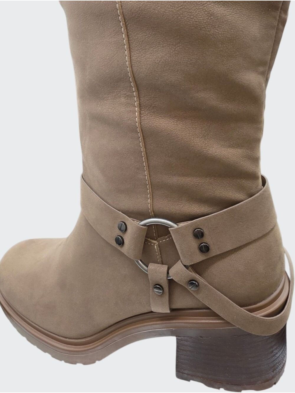 Oasis Society Leanne Taupe Knee High Moto Harness Boots Size 10 NWOT - Picture 6 of 8